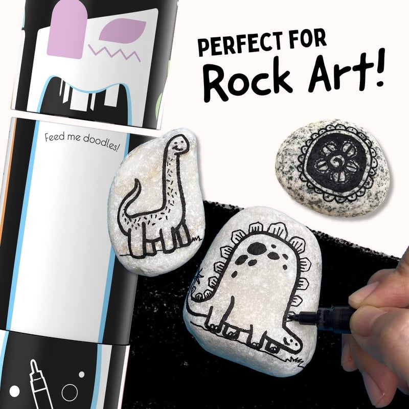 Funcils 5 Acrylic Black Paint Pen - Fine Tip, Thin Point & Jumbo Pens (1mm, 3mm, 6mm, 10mm, 15mm) - Black Paint Marker for Plastic, Canvas, Wood, Rock Painting, Fabric, Tire, Metal, Glass - Image 3